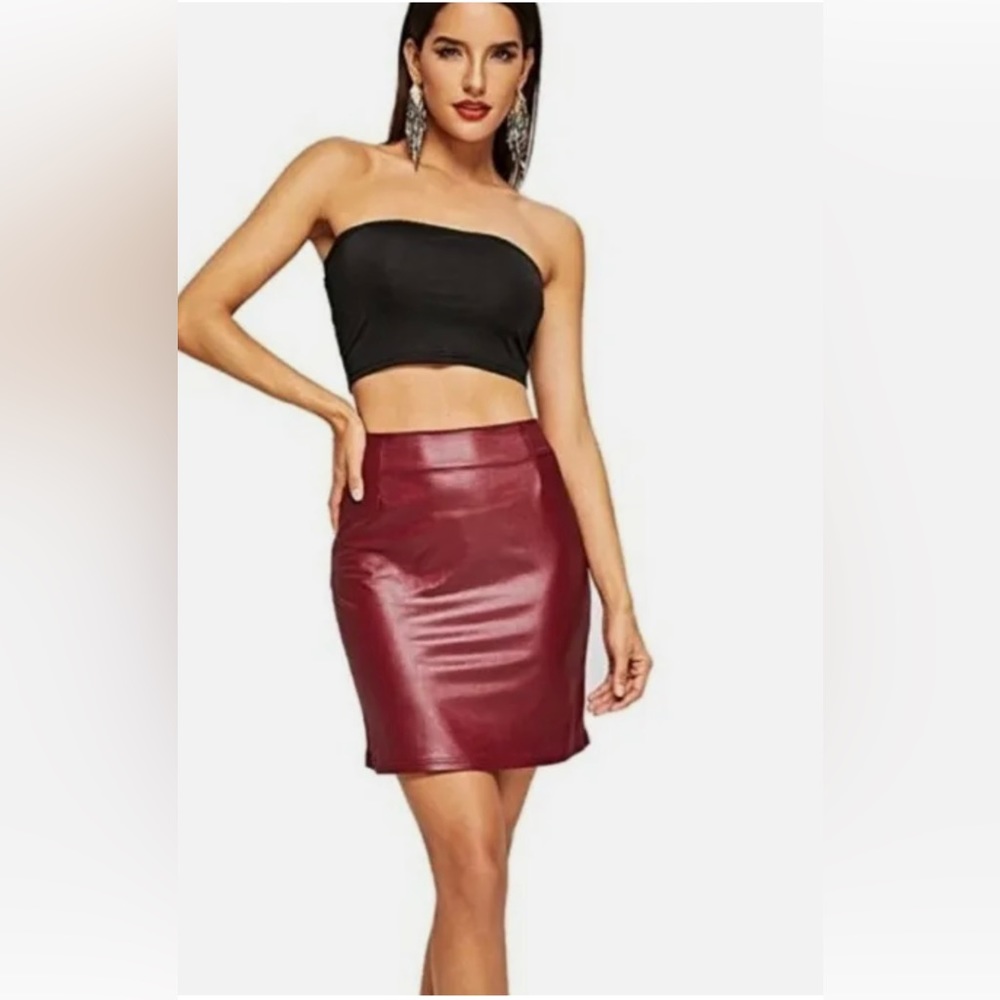 Forever21 patent leather burgundy skirt